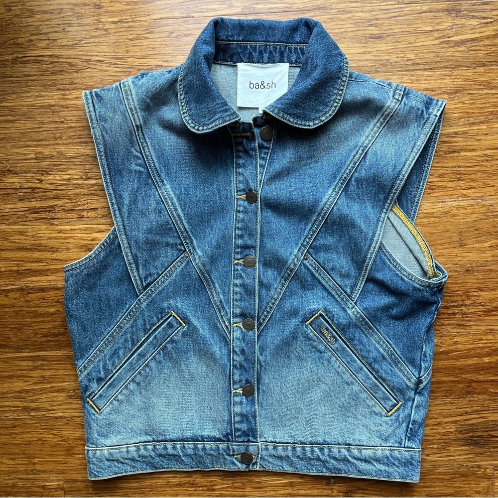 Ba&sh denim vest size small, but fits medium as well!